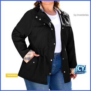 Polyester Raincoat with Hood Waterproof Trench Coat Plus Size